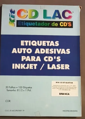 Kit CD LAC - Etiquetador de mini CD (Com 50 Folhas / 300 Etiquetas)
