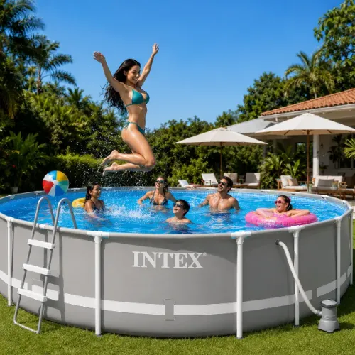 PISCINA GIGANTE ESTRUTURAL REDONDA 6500L CINZA 