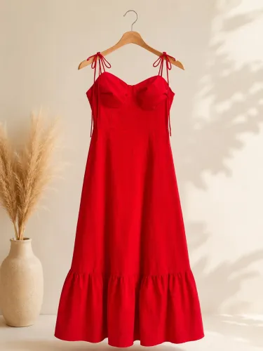 Vestido Midi - Vermelho - Tamanho M