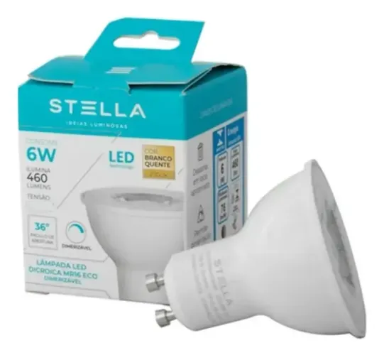 Lâmpada LED Dicroica PAR16 GU10 36° 2700K 6W 110V