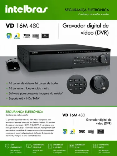 Gravador digital de vídeo Intelbras VD 16M 480