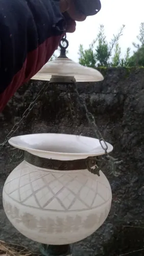 Lindo Lustre Pendente Antigo Estilo Lampião (Anos 40/50) - Funcionando!