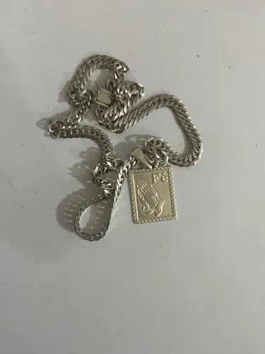 Cordão prata 925 duplo elo 8mm e pingente 950