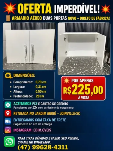 Armario aério de 2 porta de 70 cm 100%MDF NOVO!