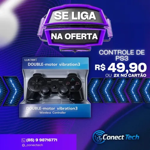 Controle de PS3 Sem Fio com Carregador