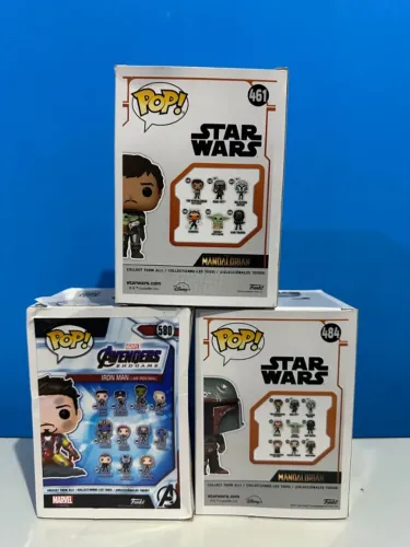 Lote Pop Funko - Homem de Ferro, Mandalorian e Cobb