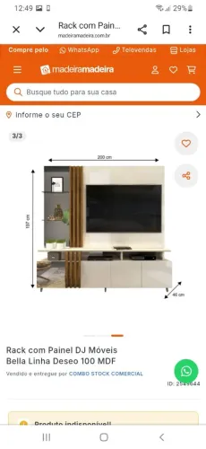 Rack com Painel DJ Móveis Bella Linha Deseo 100% MDF