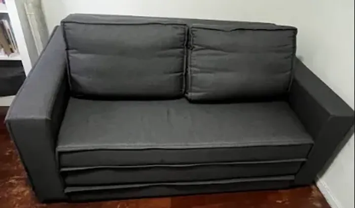 Sofá Cama 3 Lugares Linho Cinza Chumbo