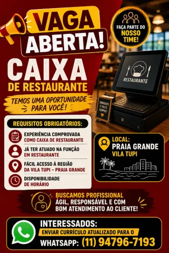 CAIXA DE RESTAURANTE - PRAIA GRANDE - - LITORAL DE SP
