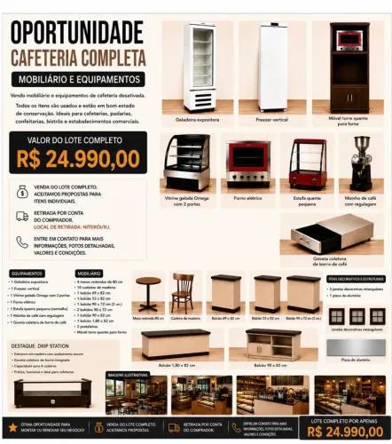 Oportunidade única! Monte sua cafeteria completa