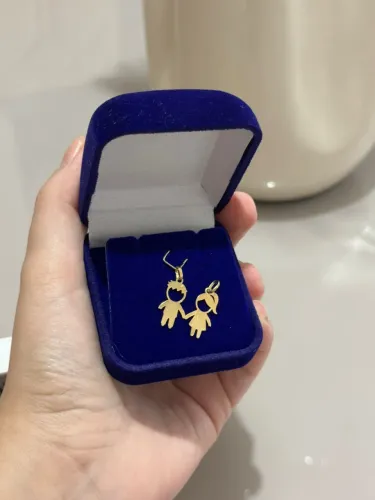 Pingente de menino e menina de ouro 18k com 20 mm