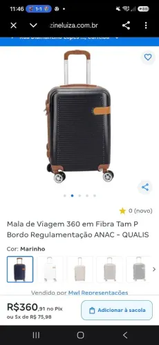 Mala de Mão 10kg Pequena Bordo ANAC Rodas 360 Nova Qualis Original