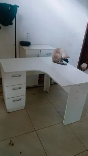 Mesa de escritório em formato de L , 3 gavetas super nova
