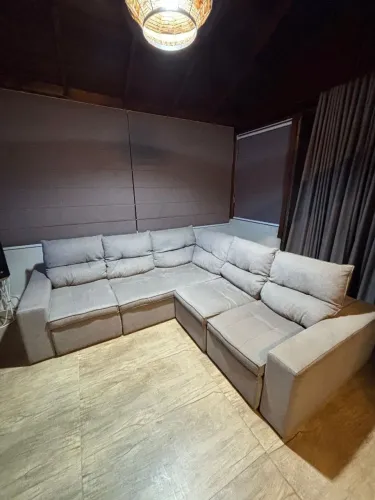 Sofá retrátil em L,tecido Suede 2,70x270