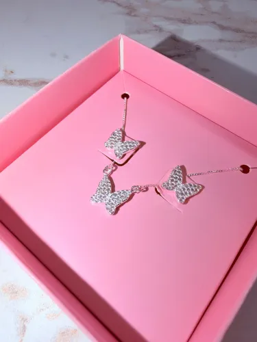 Colar de Borboleta e Brincos - Micro Zirconia