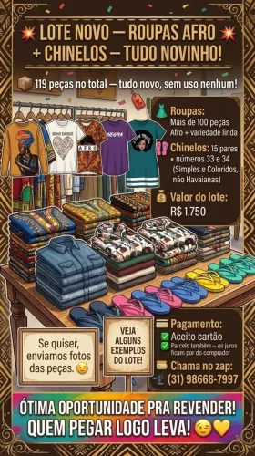 Vende lote de roupas afro dentre outras
