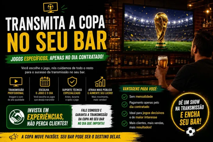 Transmissão Profissional de Jogos da Copa para Bares