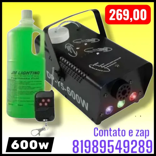 MAQUINA DE FUMAÇA COM LEDS 600W COM 1 LITRO DE FLUÍDO 