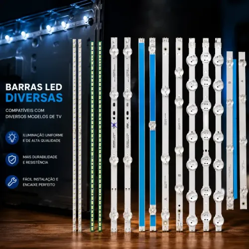 KIT COM DIVERSAS BARRAS DE LED PARA TV