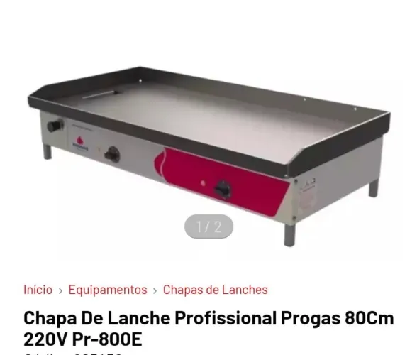 Chapa De Lanche Profissional Progas 80Cm 220V Pr-800E