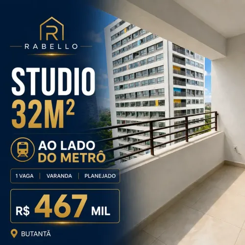 Studio a poucos passos do Metrô Butantã com rooftop e vista panorâmica