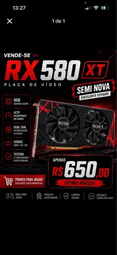 Placa de vídeo Rx 580 XT