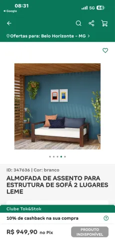 ALMOFADA PARA SOFÁ 2 lugares LEME TOK&Stok