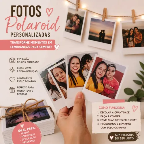Fotos Polaroid Personalizadas | Impressão de Fotos | Presente Criativo | Decoração