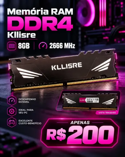MEMÓRIA RAM DDR4 8GB KLLIRSE 2666 de frequência