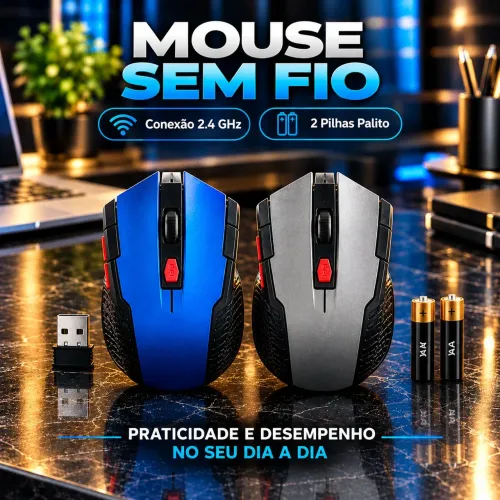 Mouse sem fio Azul, Cinza para Notebook, PC Novo Promoção