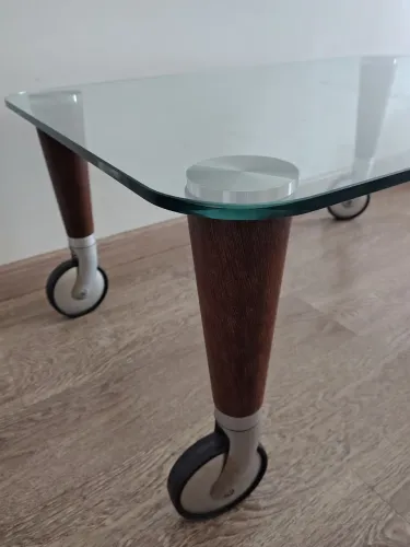 Mesa de centro vidro e madeira