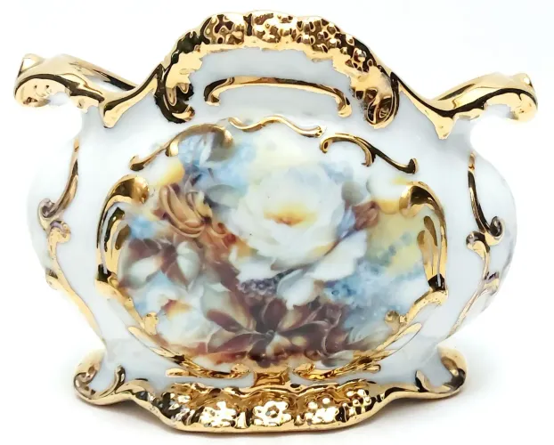 Mini Vaso Floreira Vintage Porcelana Teixeira Motivo Buquê Floral 