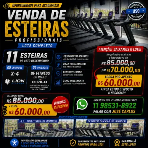 Vende-se esteiras profissionais lote completo 11 esteiras