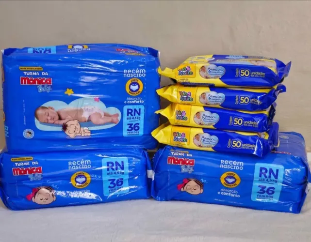 3 pacotes de fraldas RN 108fraidas total  + 4 pacotes de lenços Mamypoko / Tudo por 99,90 