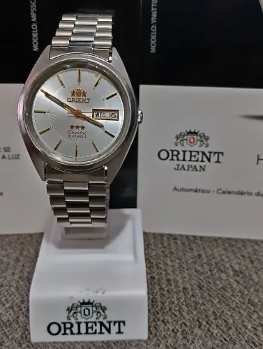 Orient Crystal três estrelas automático branco anos 2000