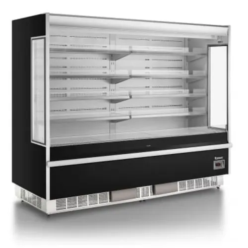 EXPOSITOR VERTICAL SUPERMERCADO BEBIDAS FRIOS LATICINIO 2.40 C PRAT. GSTO-2400 PRETO