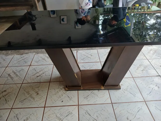 Mesa tampo de vidro