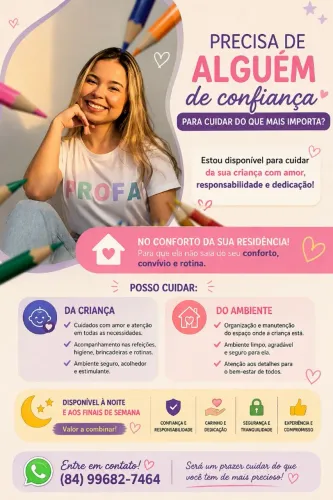 Aulas de reforço ou cuidados com criança.