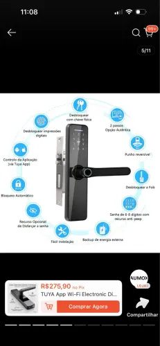 ? Fechadura Digital Inteligente Wi-Fi TUYA - Nova na Caixa