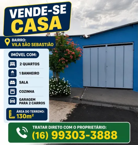 Vende-se casa na Vila São Sebastião.