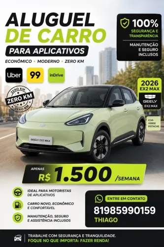Aluguel de Veículo - Uber - 99 Pop elétrico