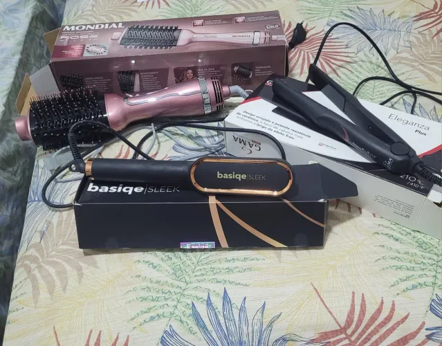 Kit profissional Escova modeladora, secadora e Prancha