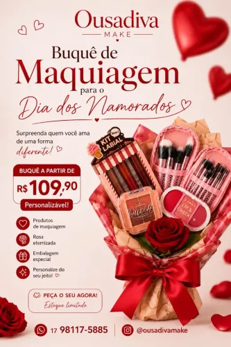 Buquê de maquiagem dia dos Namorados 