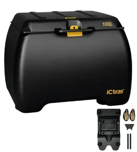 Caixa Baú 100 Litros Com Suporte Universal Motoboy Icbras