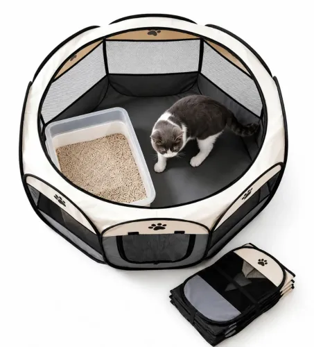 Cercado Dobrável para Cachorros e Gatos - Tamanhos P, M e G | Portátil e Resistente