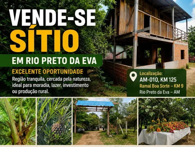 VENDE-SE SÍTIO NO RIO PRETO DA EVA - AM