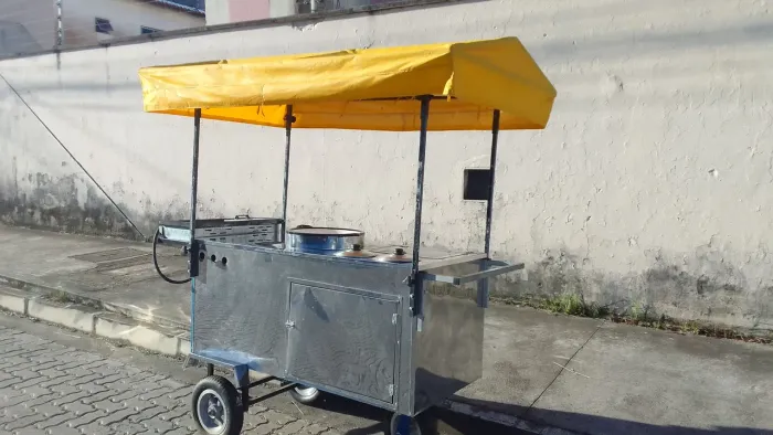 Carrinho de lanches inox