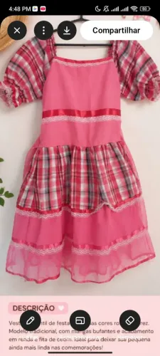 Vestido rosa de festa junina