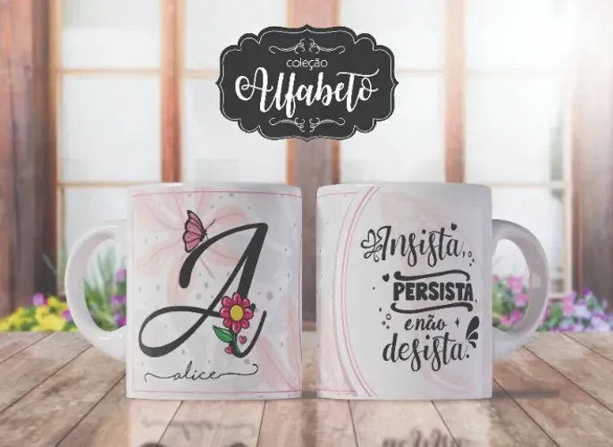 Caneca Coleção Alfabeto Floral