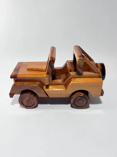 Carrinho Jeep De Madeira Artesanal Decoração Rústica Colecionável